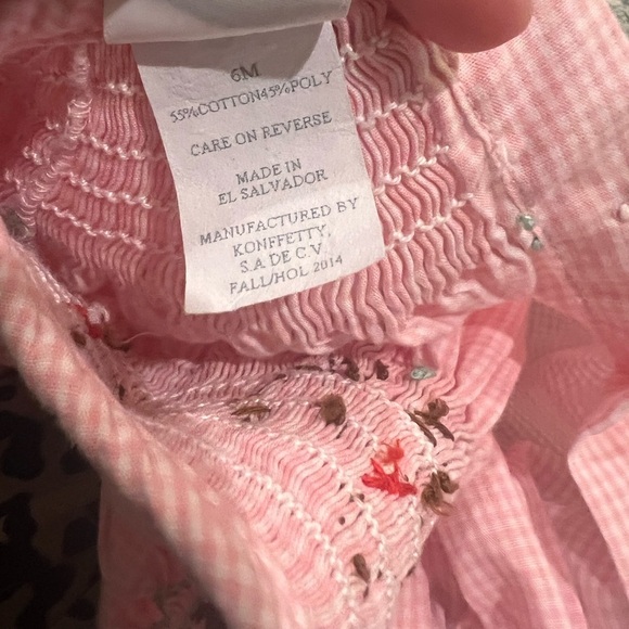 Baby pink  Gingham Dress with Dog Embroidery. A8 - Picture 4 of 4